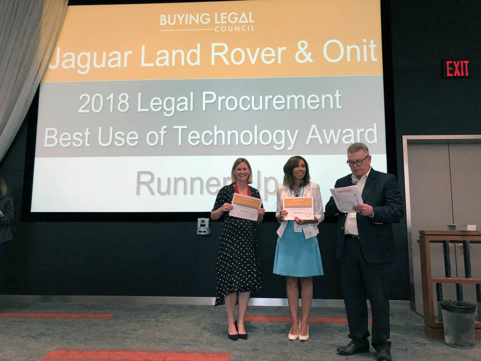 Onit and Jaguar Land Rover Runners-Up for Best Use of Technology Award